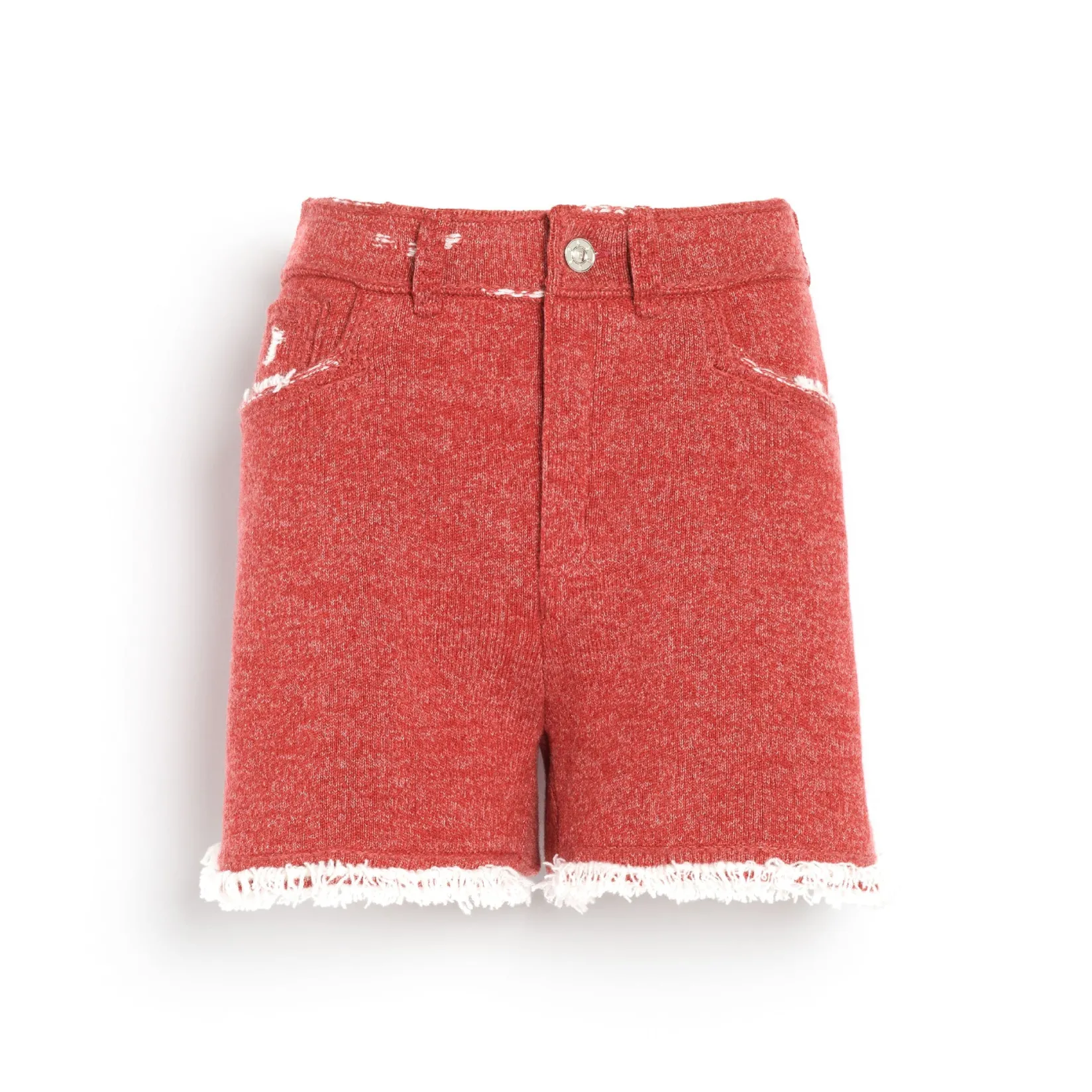 Women Barrie Denim fringed cashmere and cotton shorts