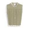 Women Barrie Denim fringed cashmere and cotton sleeveless jacket