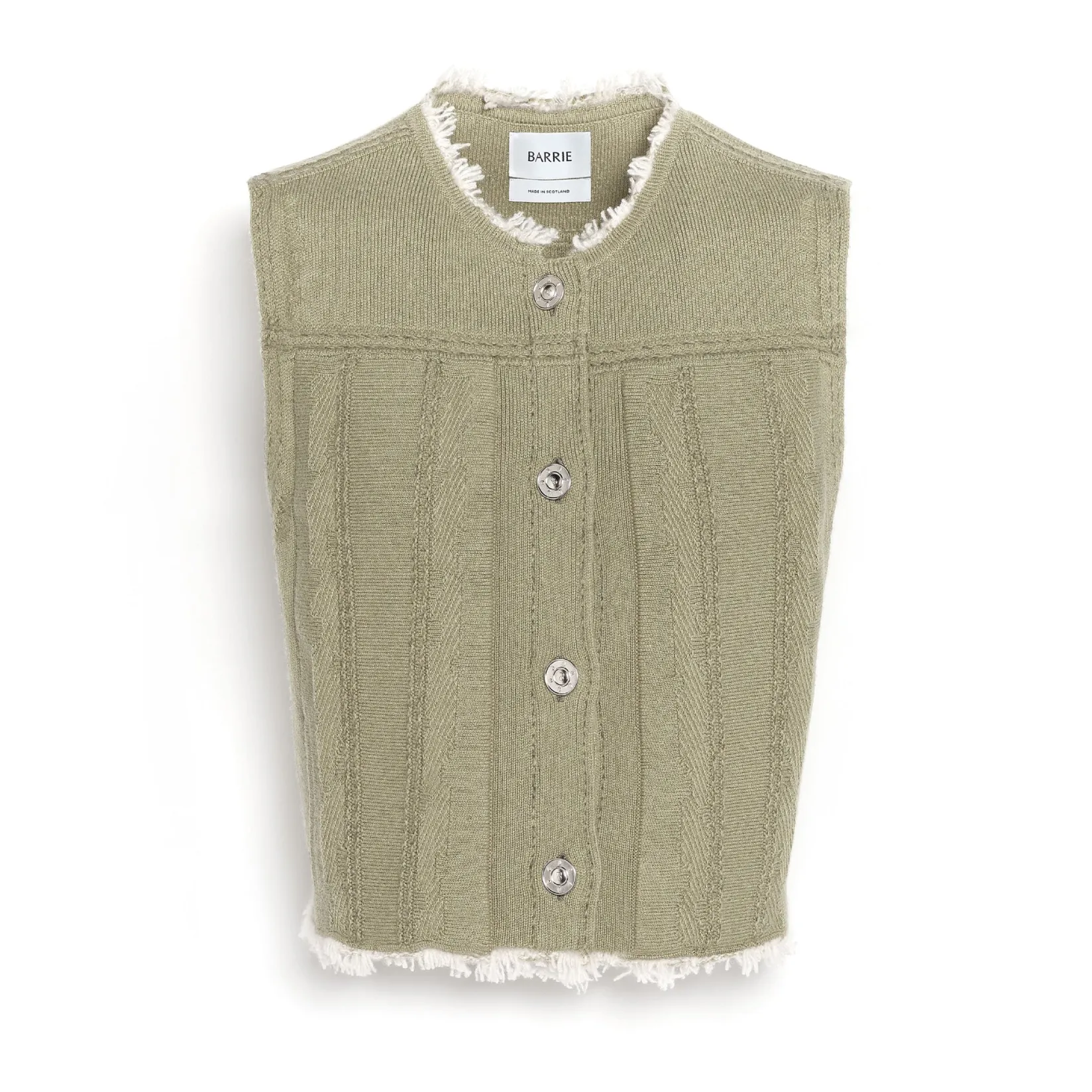 Women Barrie Denim fringed cashmere and cotton sleeveless jacket