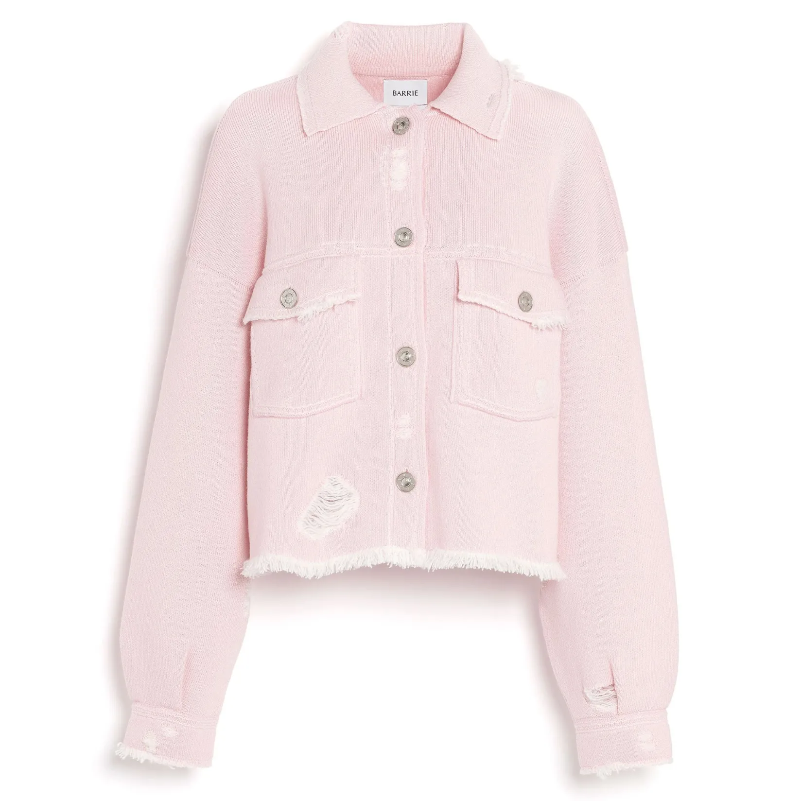 Women Barrie Denim fringed cashmere and cotton jacket