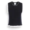 Women Barrie Denim Fringed cashmere and cotton top