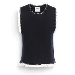 Women Barrie Denim Fringed cashmere and cotton top