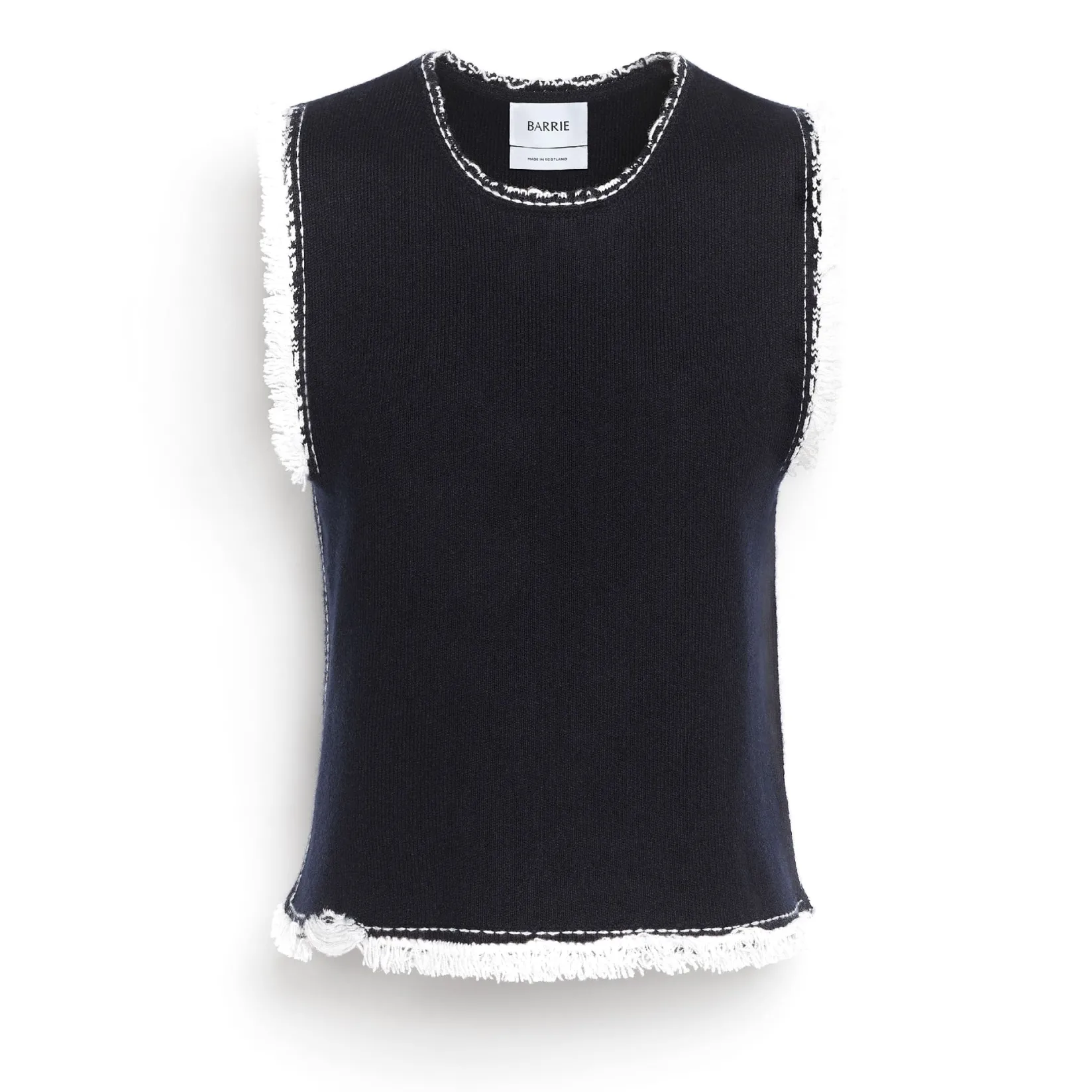 Women Barrie Denim Fringed cashmere and cotton top
