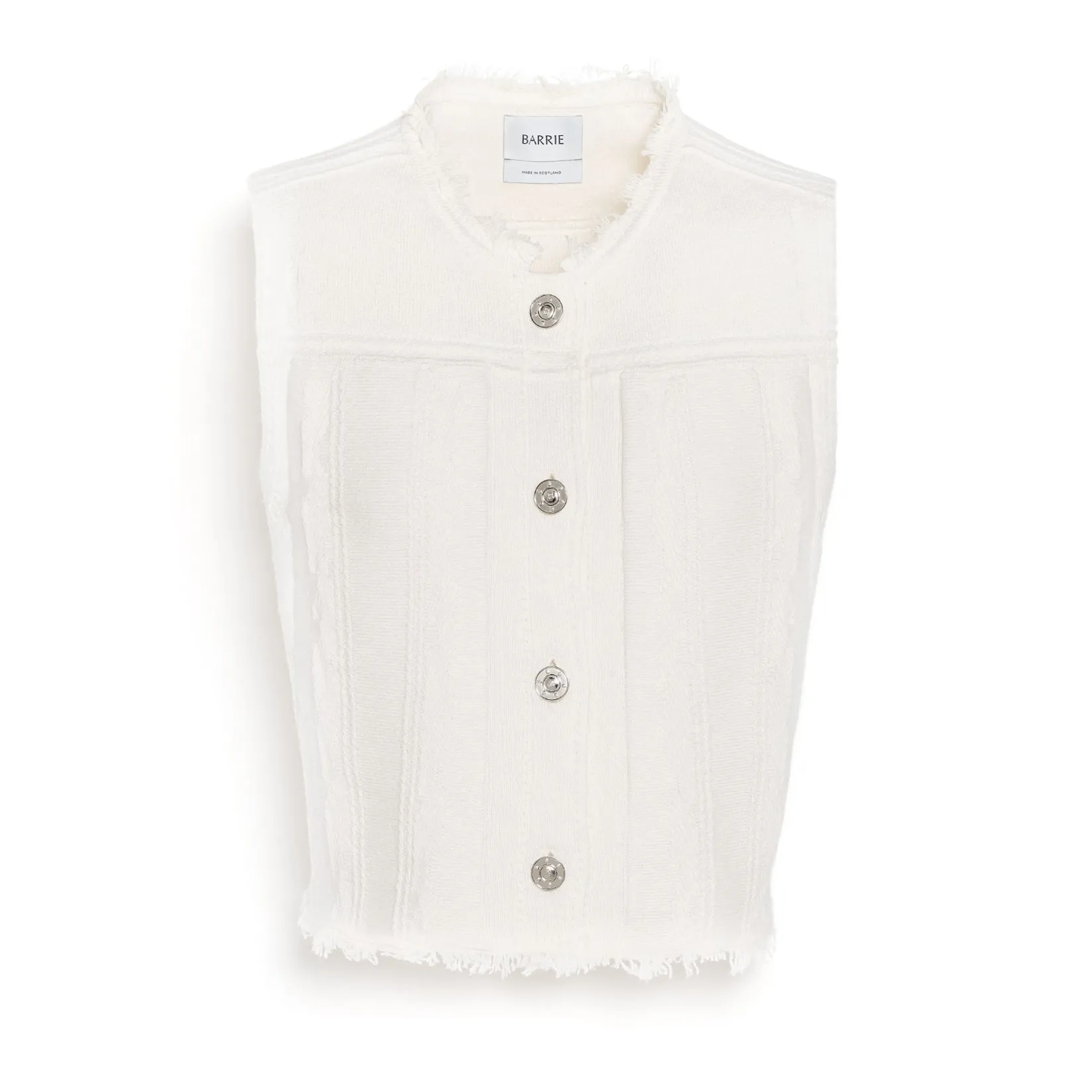 Women Barrie Denim fringed cashmere and cotton sleeveless jacket