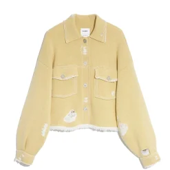 Women Barrie Denim fringed cashmere and cotton jacket