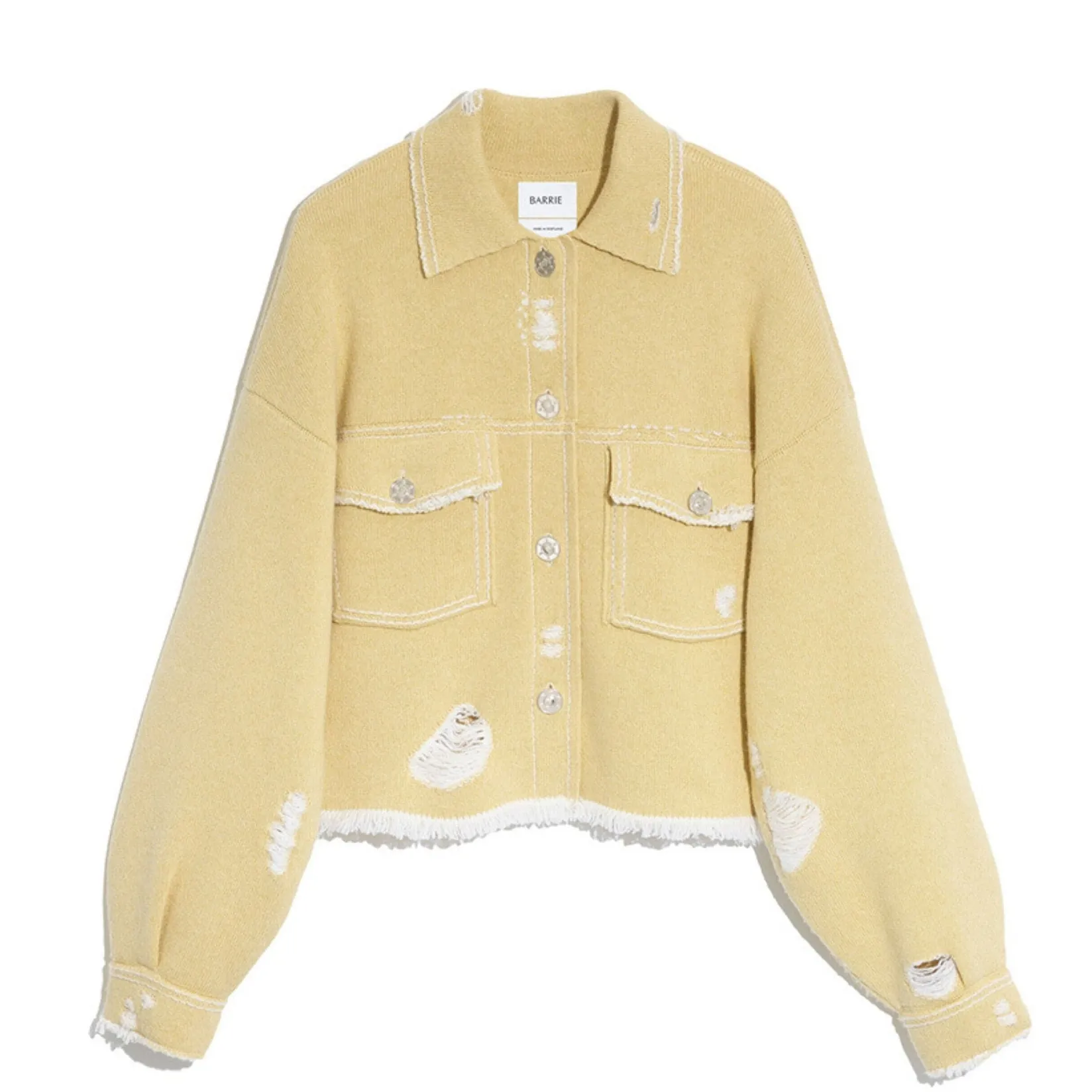 Women Barrie Denim fringed cashmere and cotton jacket