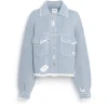Women Barrie Denim fringed cashmere and cotton jacket