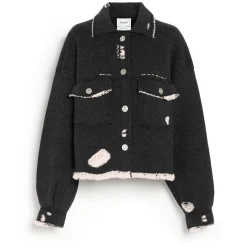 Women Barrie Denim fringed cashmere and cotton jacket
