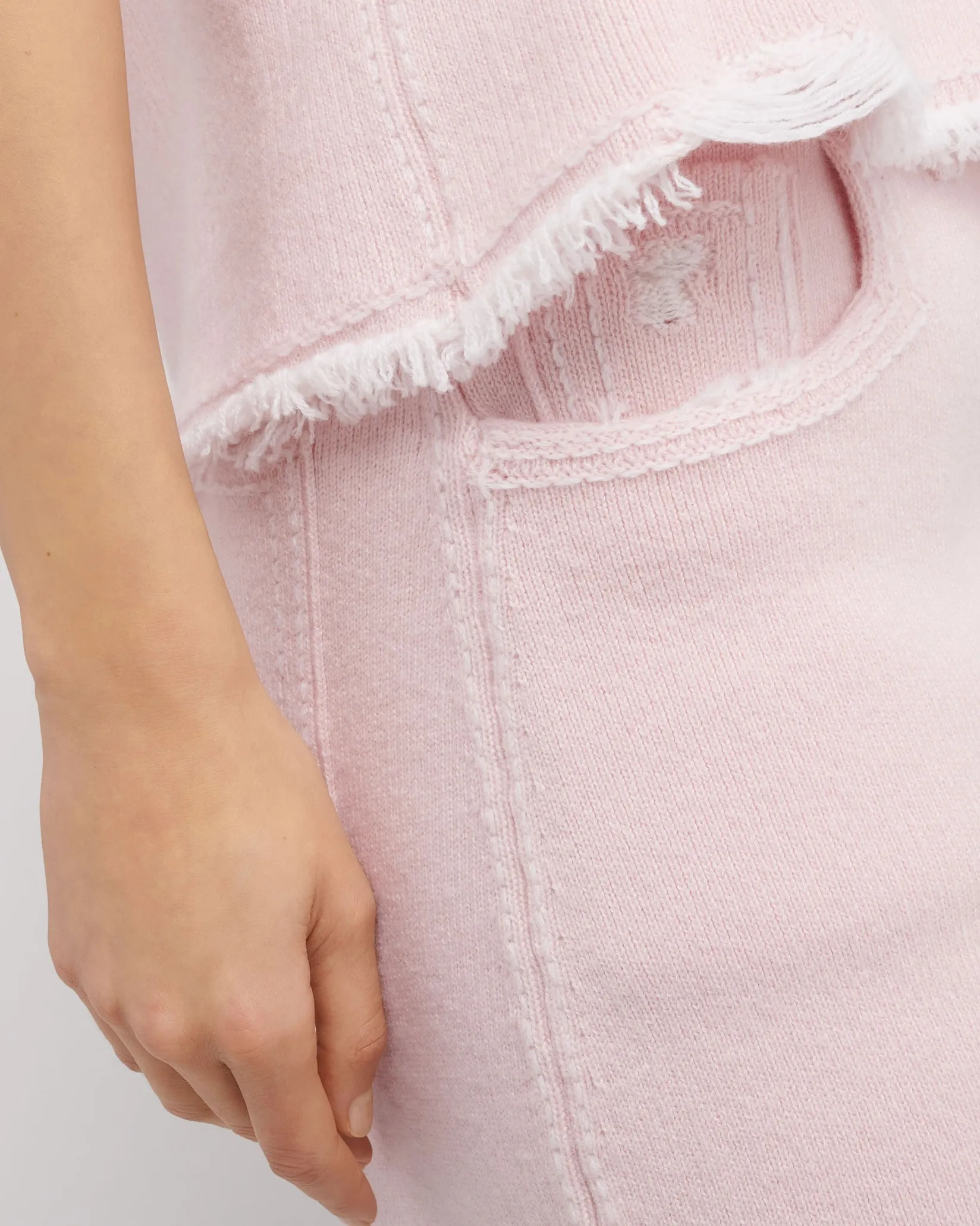 Women Barrie Denim fringed cashmere and cotton shorts