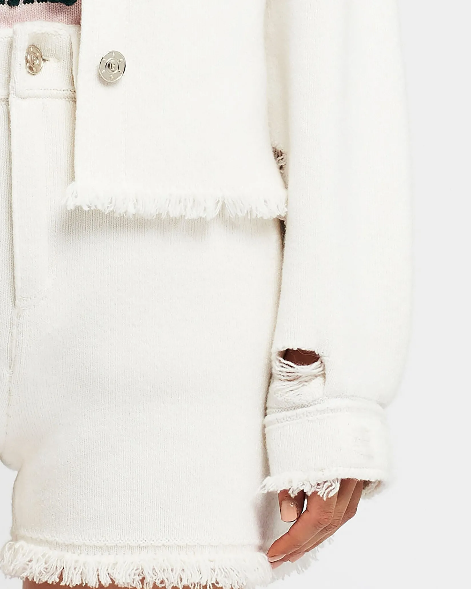 Women Barrie Denim fringed cashmere and cotton shorts