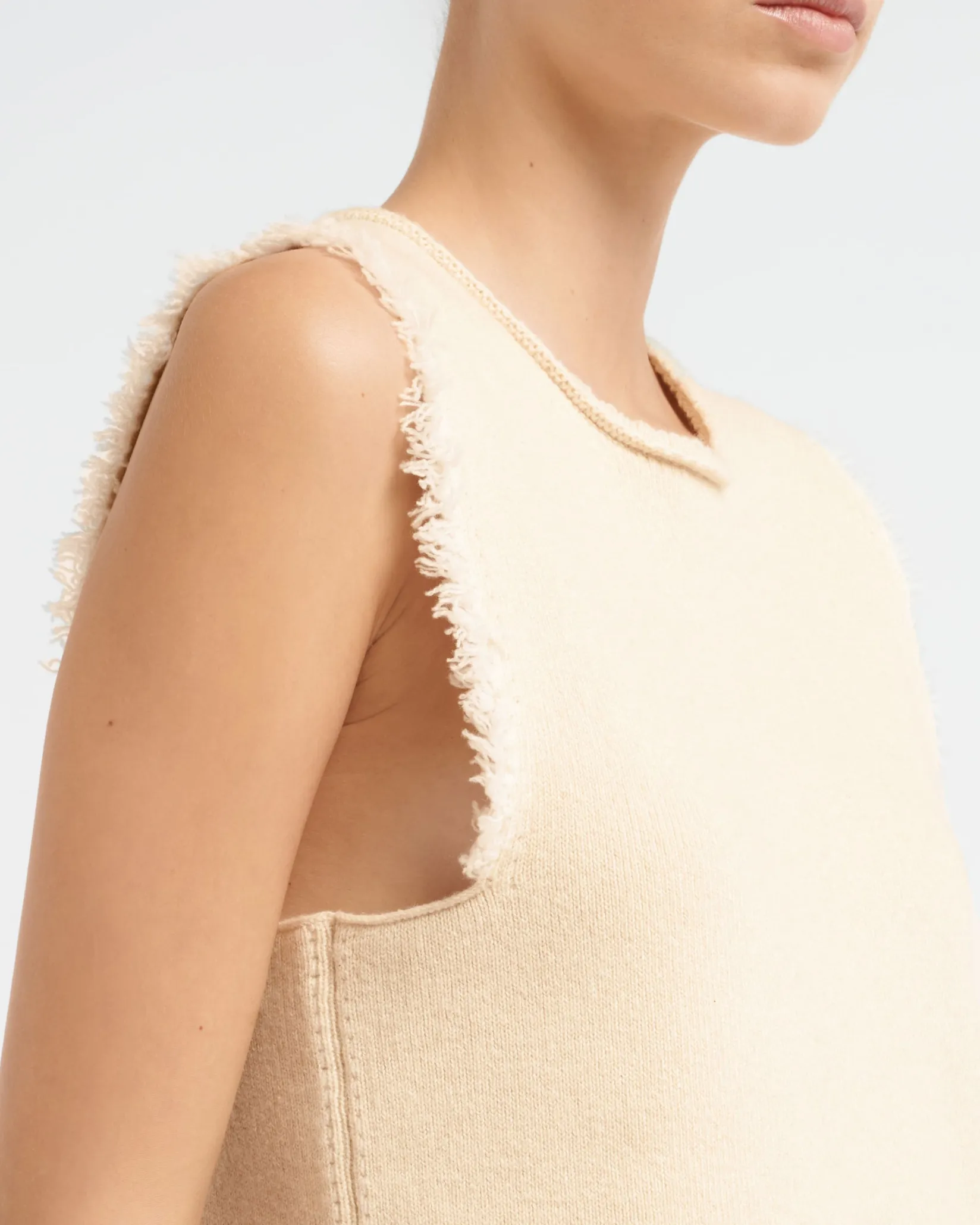 Women Barrie Denim Fringed cashmere and cotton top