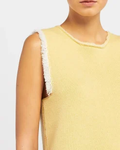 Women Barrie Denim fringed cashmere and cotton top