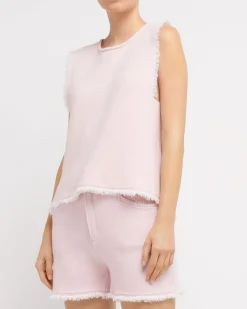 Women Barrie Denim fringed cashmere and cotton shorts