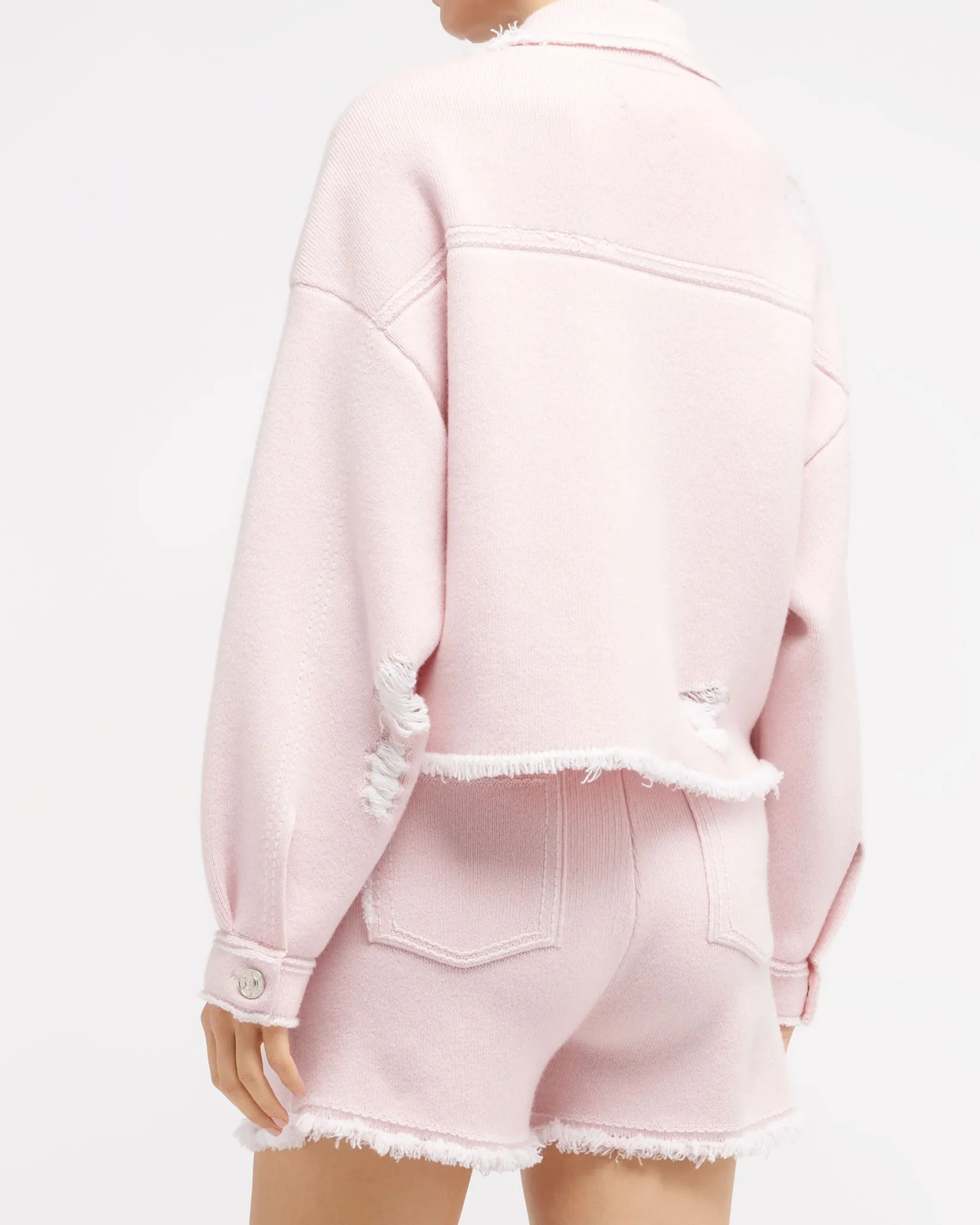 Women Barrie Denim fringed cashmere and cotton jacket