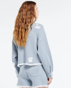 Women Barrie Denim fringed cashmere and cotton shorts