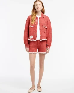 Women Barrie Denim fringed cashmere and cotton shorts