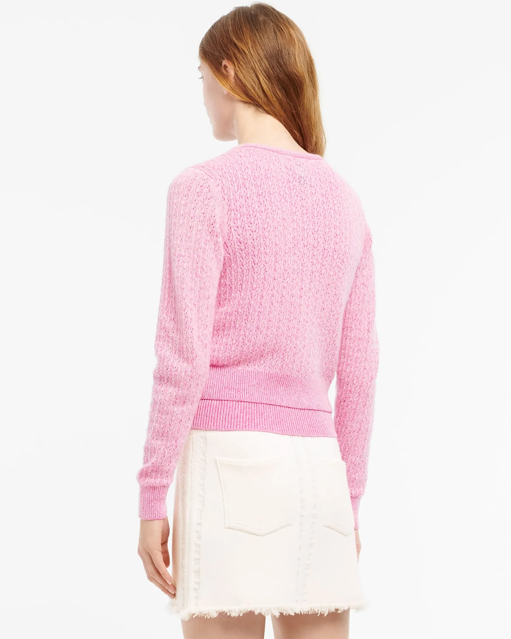 Women Barrie Denim fringed cashmere and cotton miniskirt