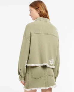 Women Barrie Denim fringed cashmere and cotton jacket