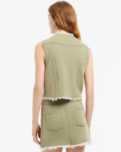 Women Barrie Denim fringed cashmere and cotton miniskirt