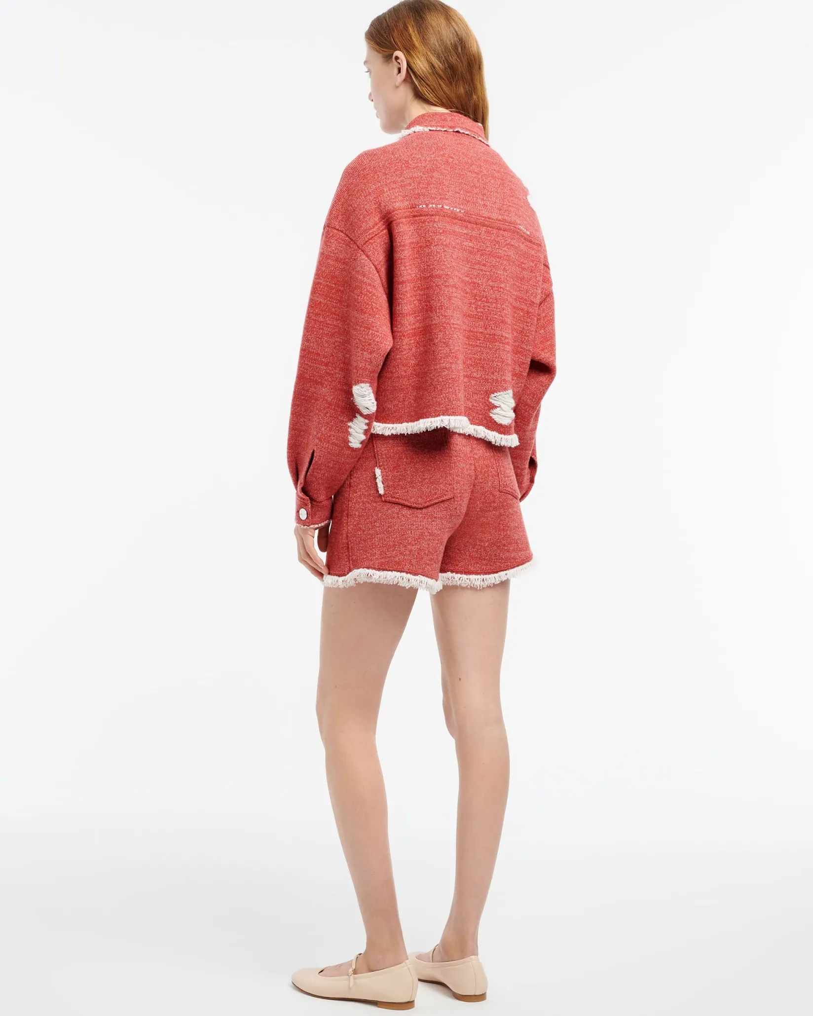 Women Barrie Denim fringed cashmere and cotton shorts