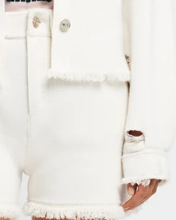 Women Barrie Denim fringed cashmere and cotton jacket