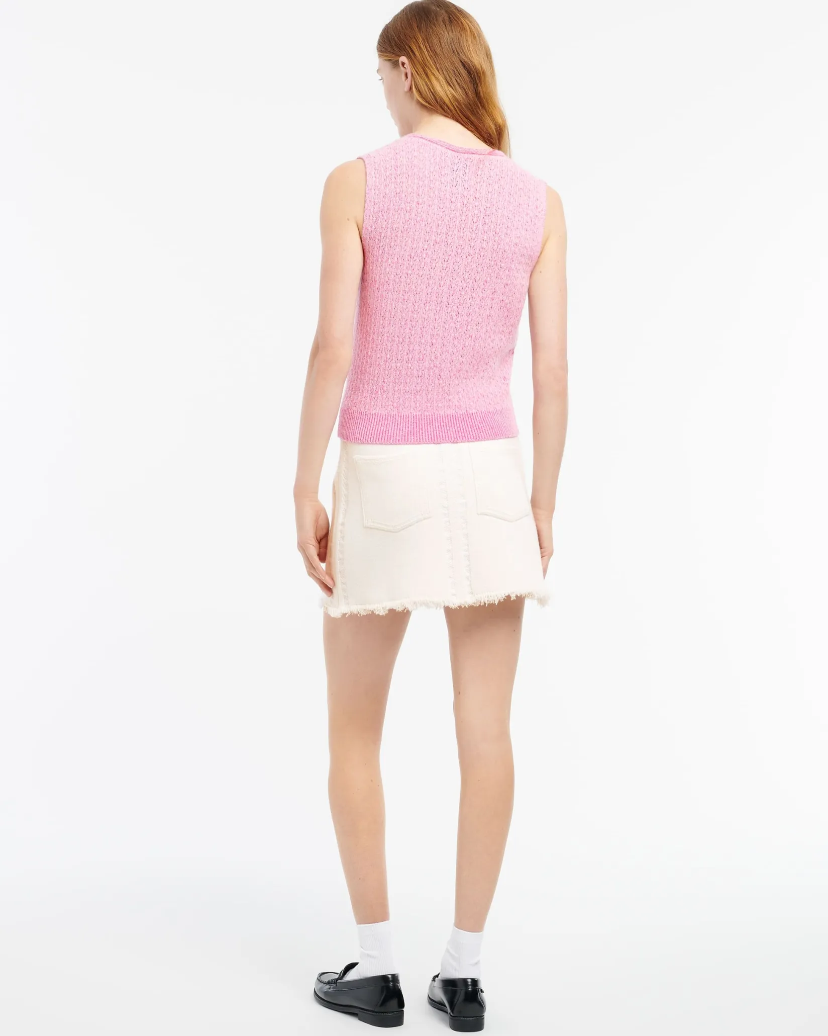 Women Barrie Denim fringed cashmere and cotton miniskirt
