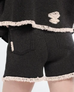 Women Barrie Denim fringed cashmere and cotton jacket