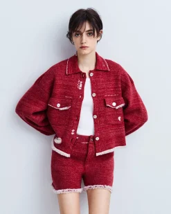 Women Barrie Denim fringed cashmere and cotton shorts
