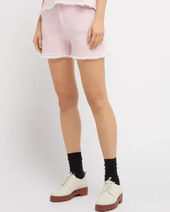 Women Barrie Denim fringed cashmere and cotton shorts