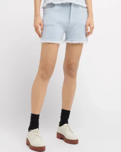 Women Barrie Denim fringed cashmere and cotton shorts