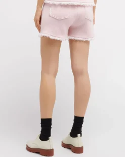Women Barrie Denim fringed cashmere and cotton shorts