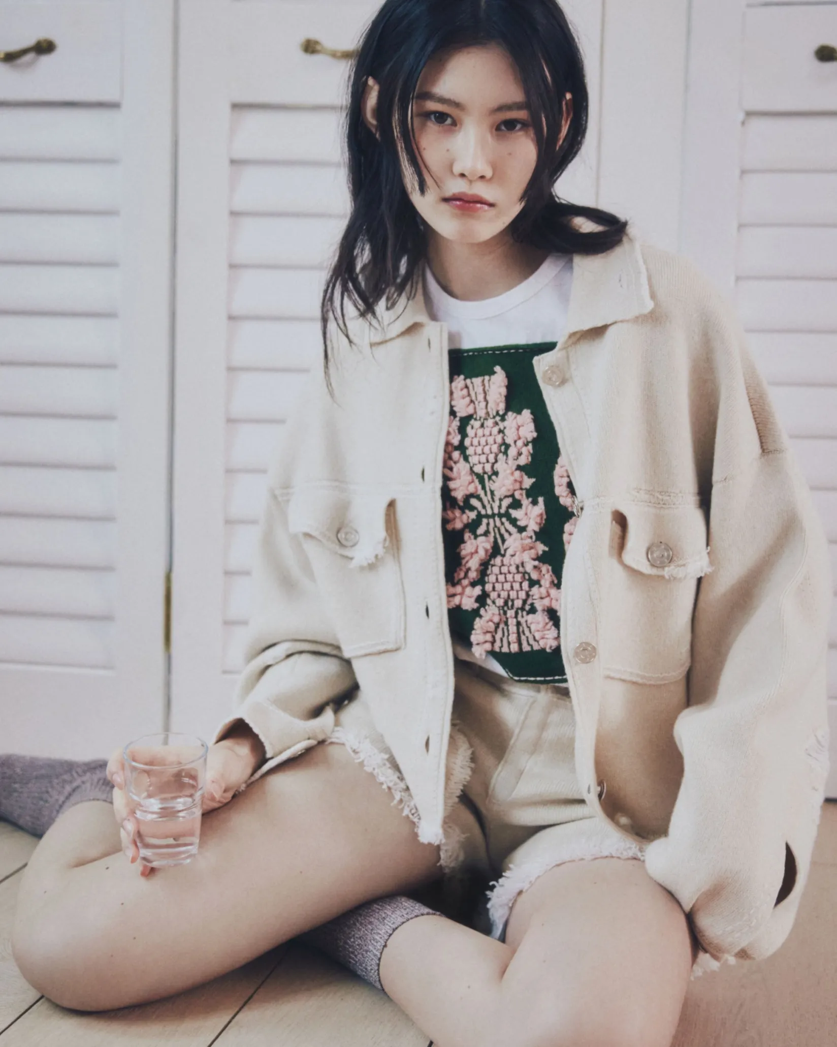 Women Barrie Denim fringed cashmere and cotton shorts