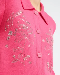 Women Barrie Denim jacket in cashmere and cotton with embroidery