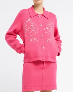 Women Barrie Denim jacket in cashmere and cotton with embroidery