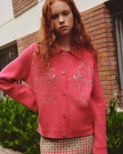 Women Barrie Denim jacket in cashmere and cotton with embroidery