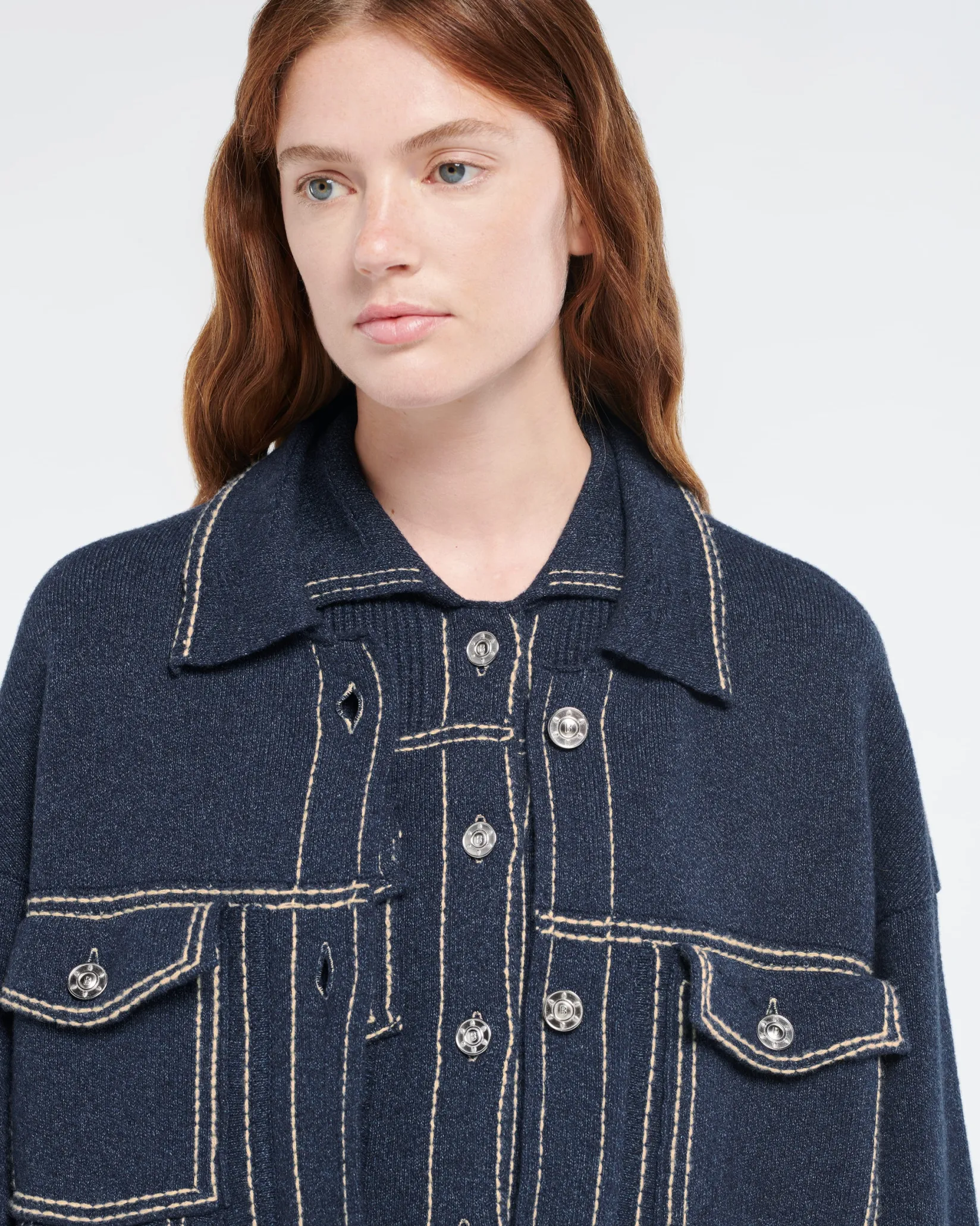 Women Barrie Denim oversized cashmere and cotton jacket