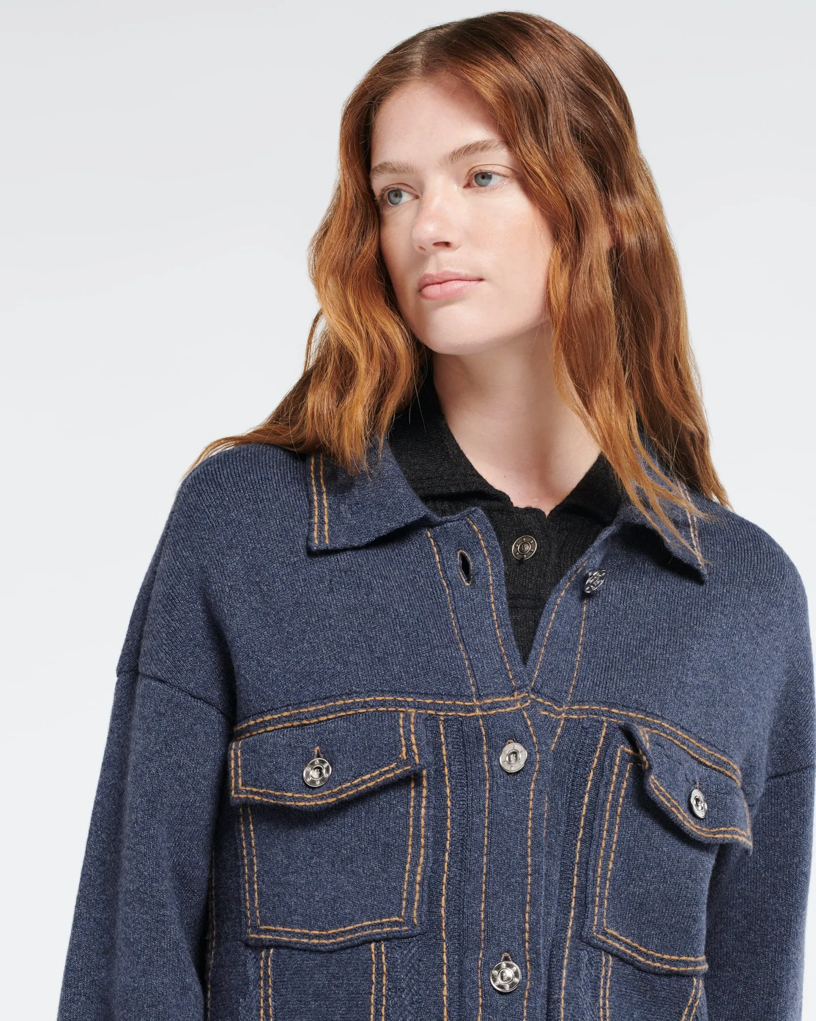 Women Barrie Denim oversized cashmere and cotton jacket