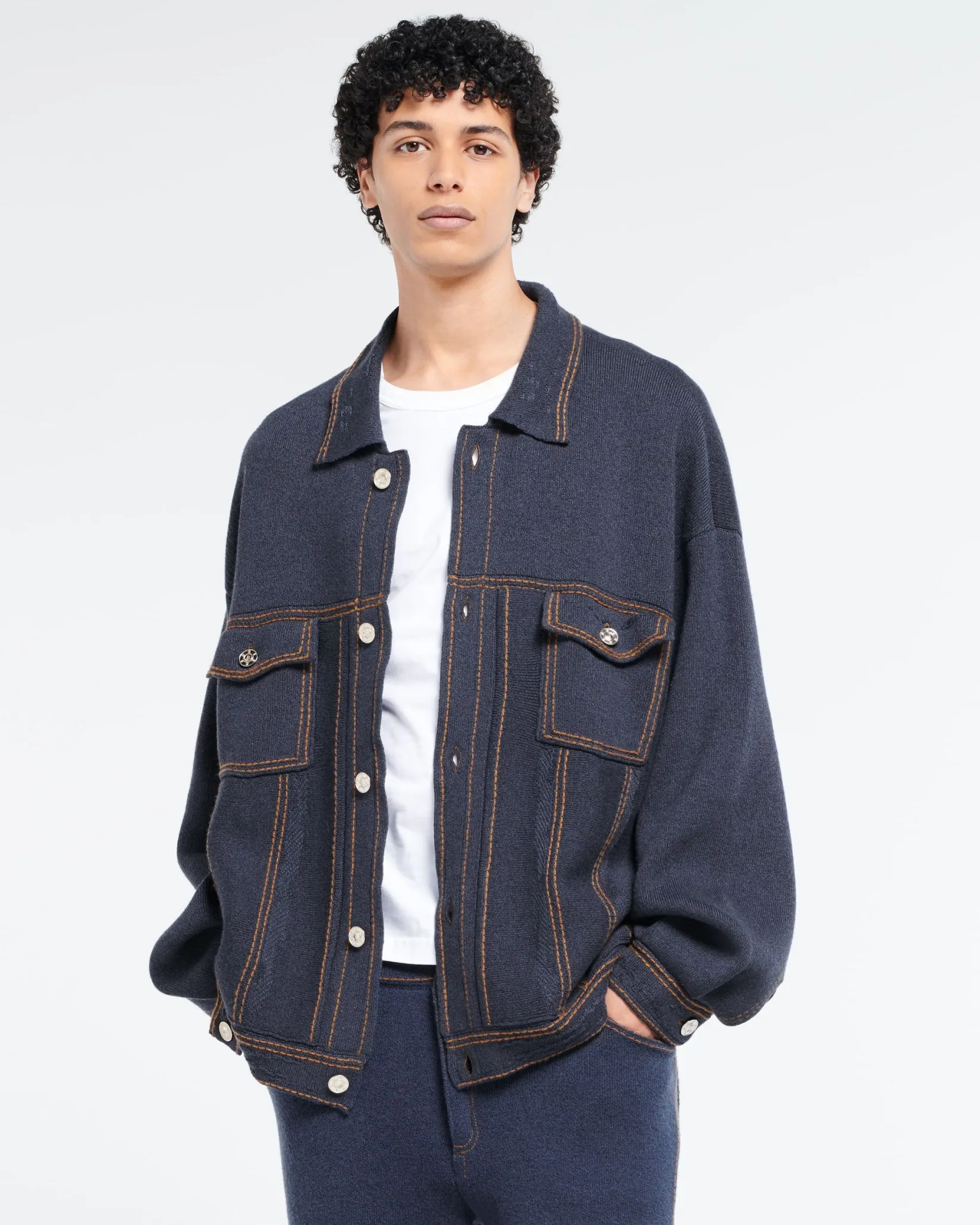 Barrie Denim oversized cashmere and cotton jacket