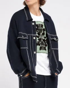 Barrie Denim oversized cashmere and cotton jacket