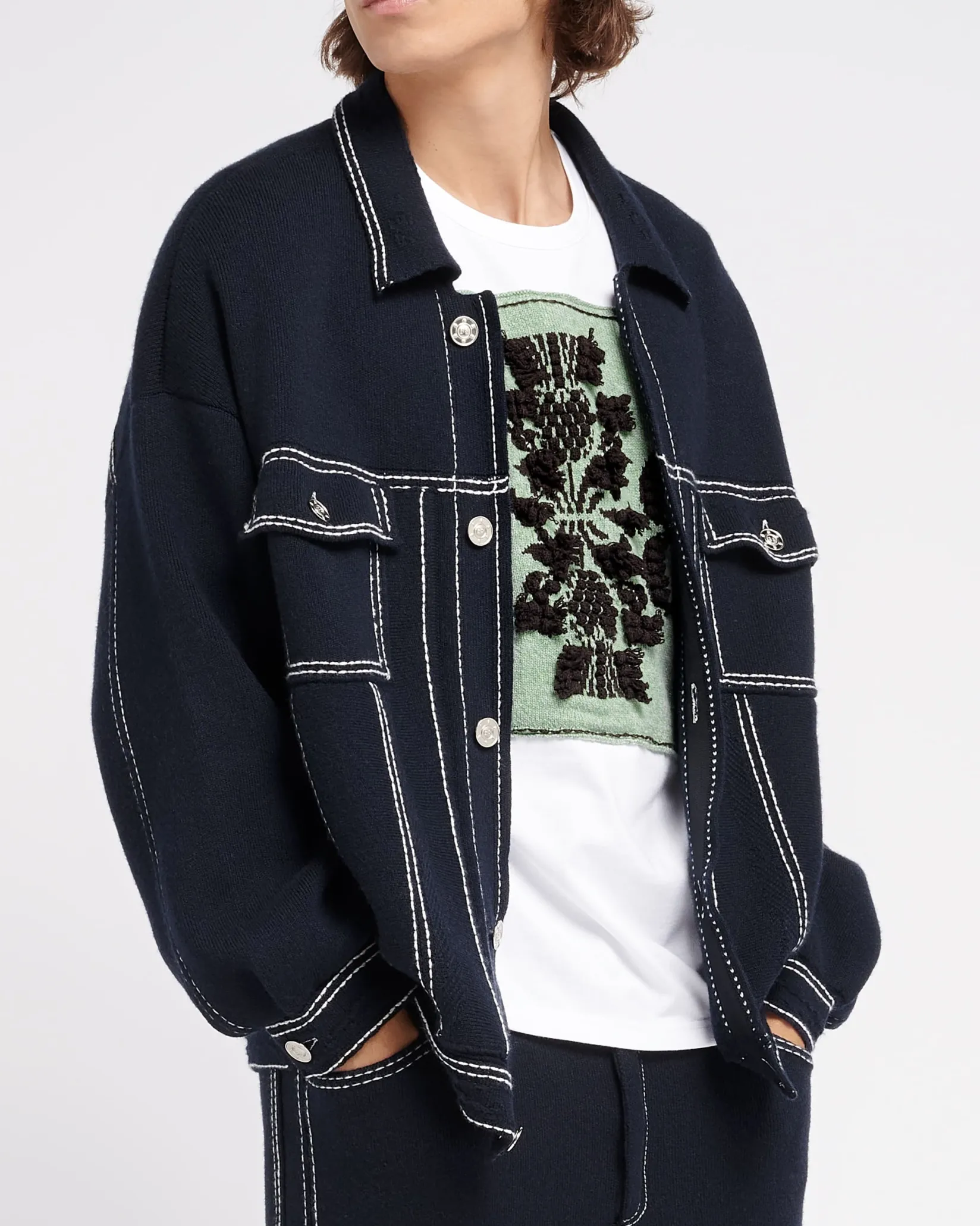 Barrie Denim oversized cashmere and cotton jacket