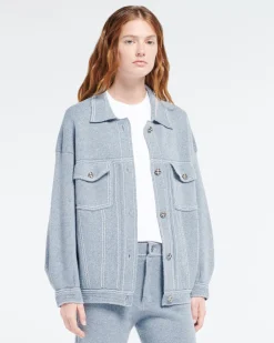 Women Barrie Denim oversized cashmere and cotton jacket