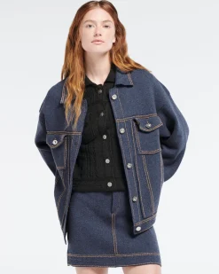 Women Barrie Denim oversized cashmere and cotton jacket