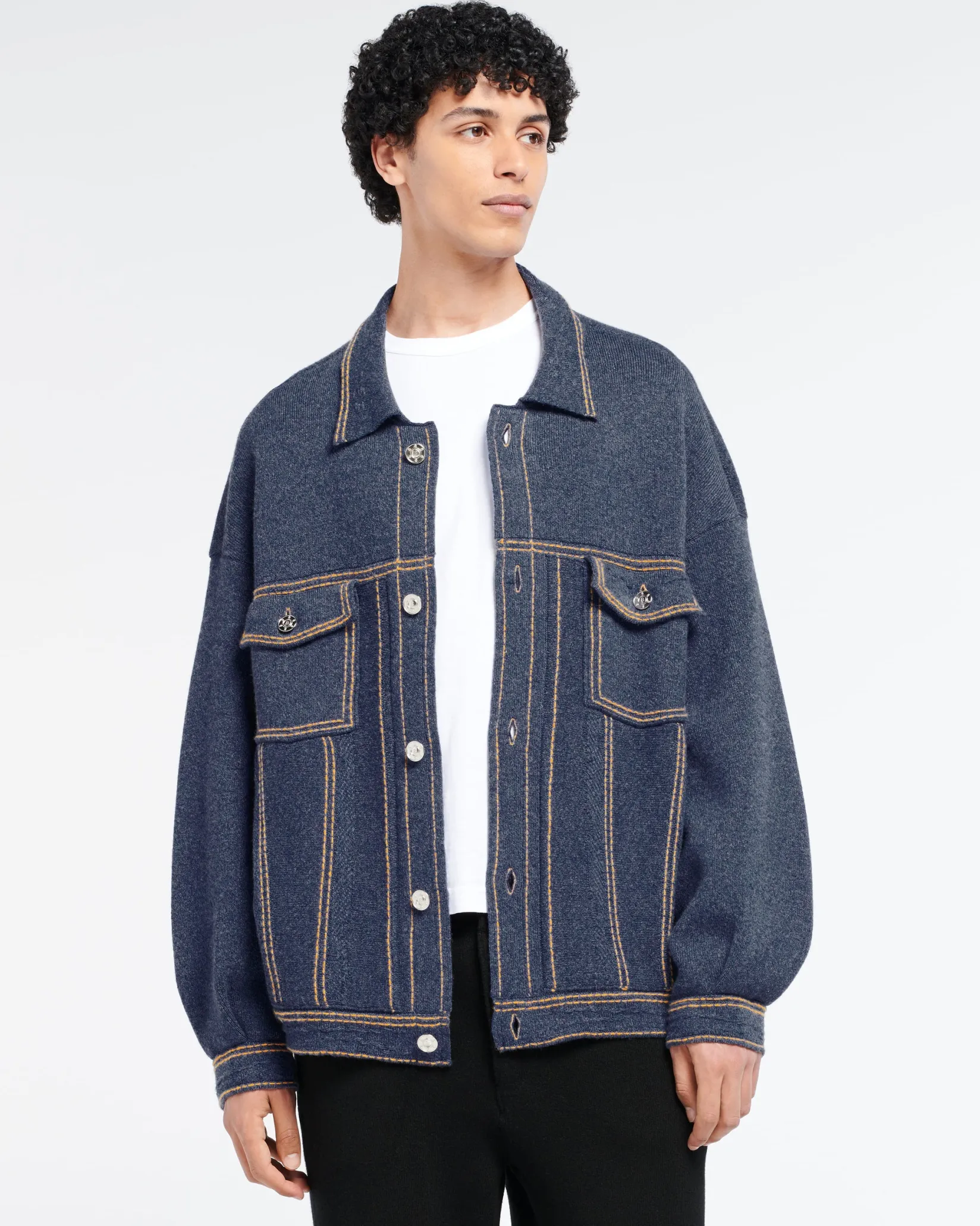 Barrie Denim oversized cashmere and cotton jacket