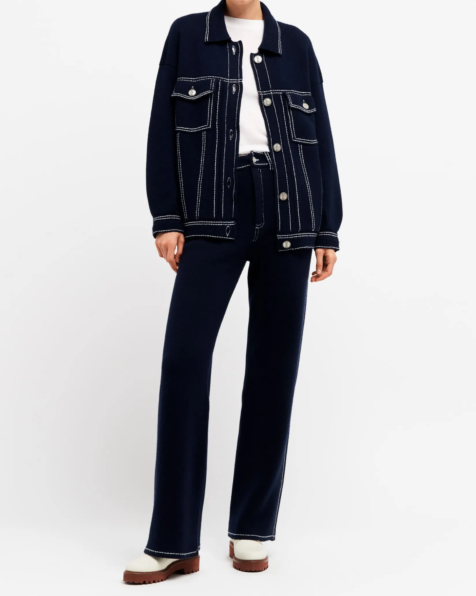 Women Barrie Denim oversized cashmere and cotton jacket