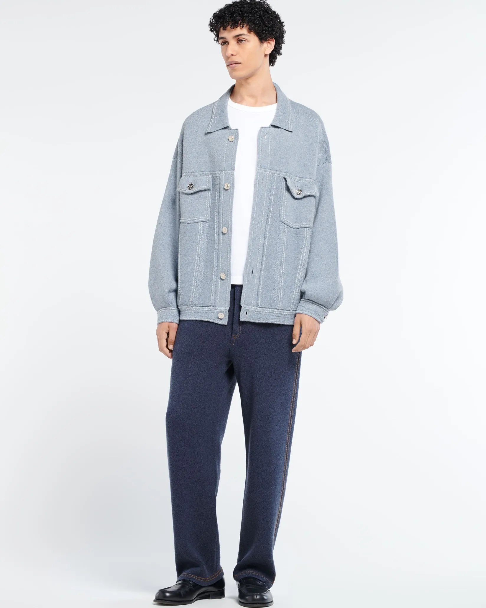 Barrie Denim oversized cashmere and cotton jacket