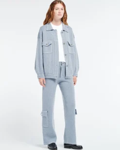 Women Barrie Denim oversized cashmere and cotton jacket