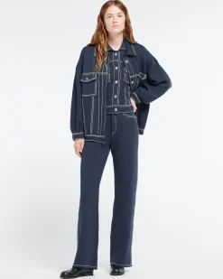 Women Barrie Denim oversized cashmere and cotton jacket