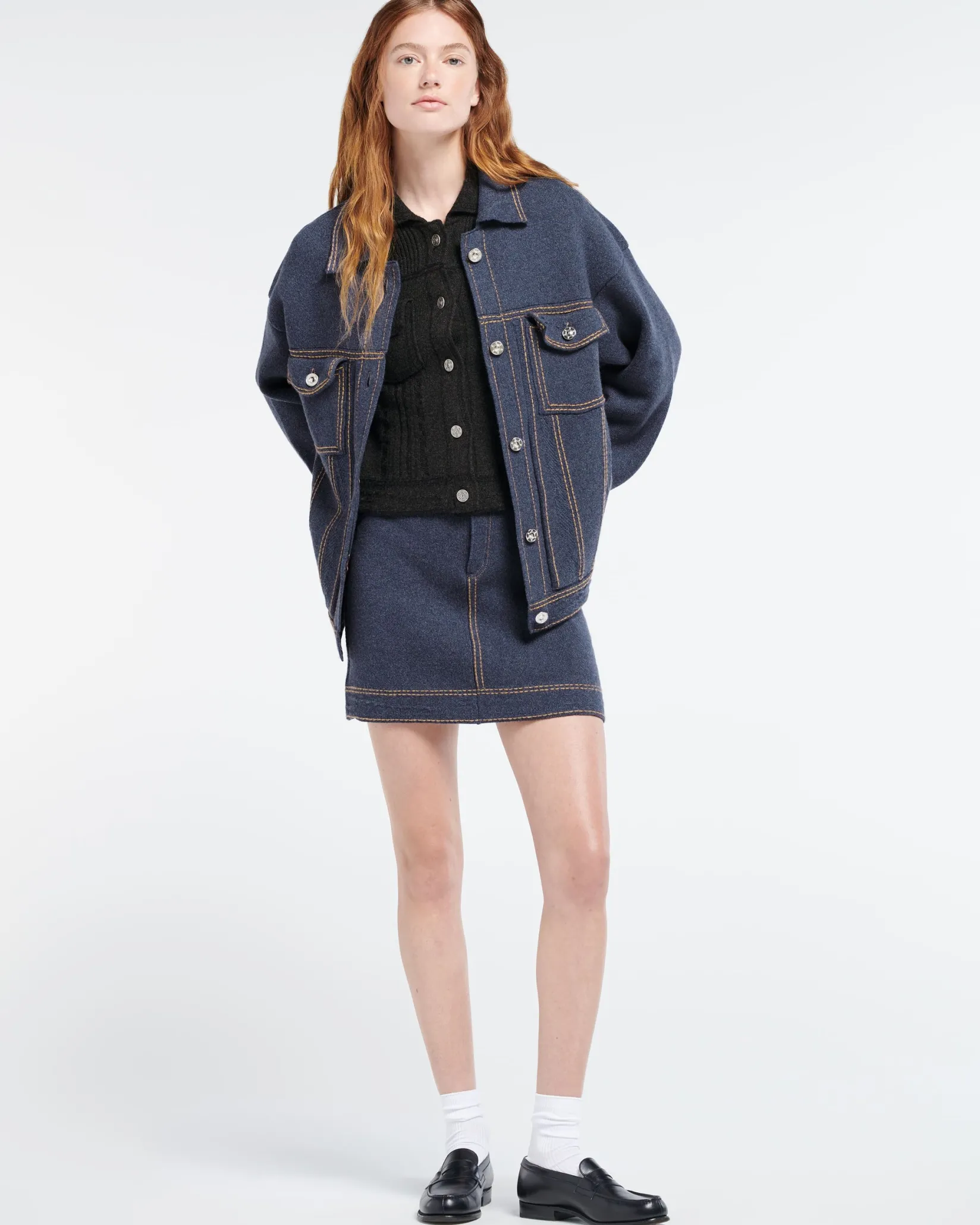 Women Barrie Denim oversized cashmere and cotton jacket