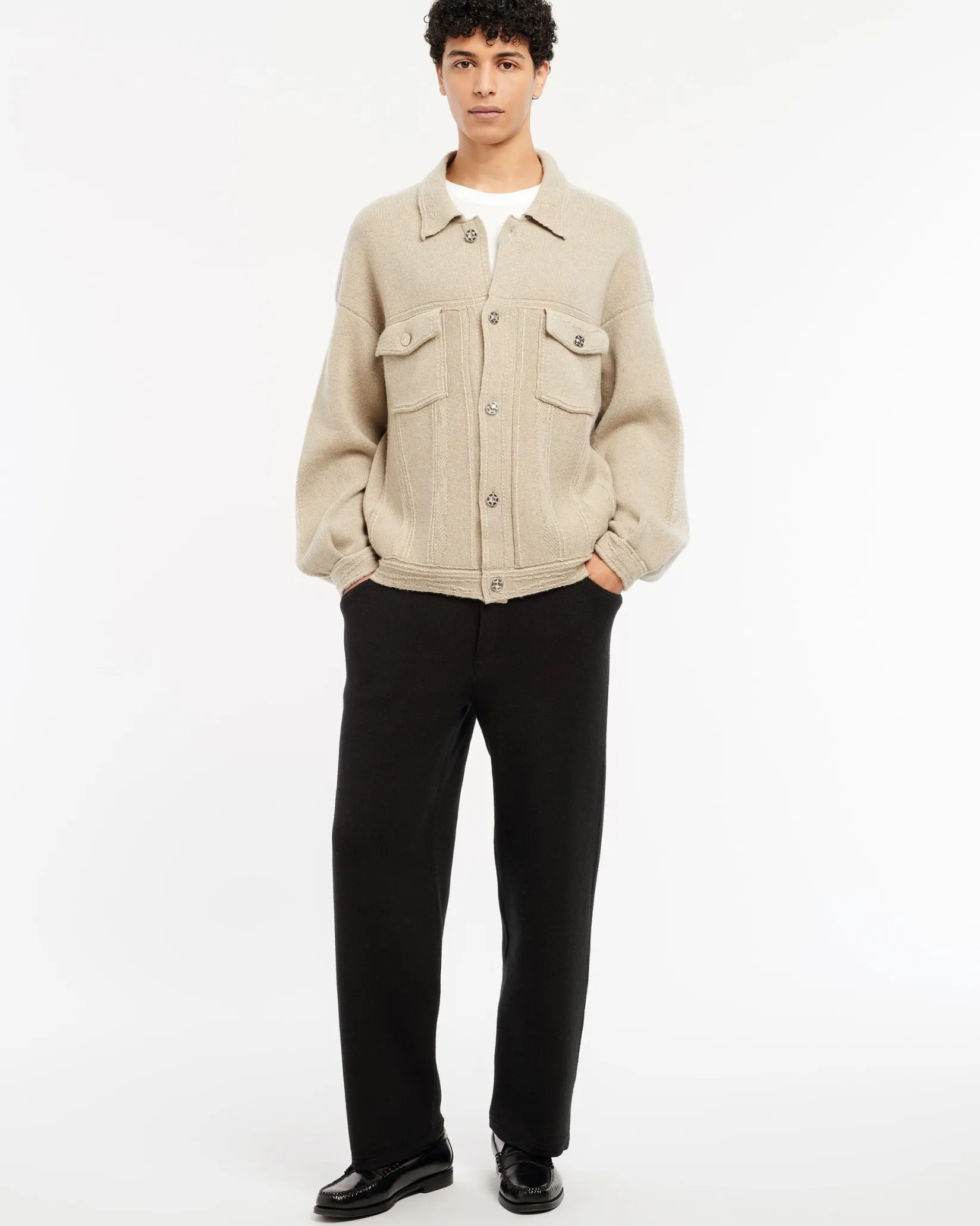 Barrie Denim oversized patchwork cashmere and cotton jacket