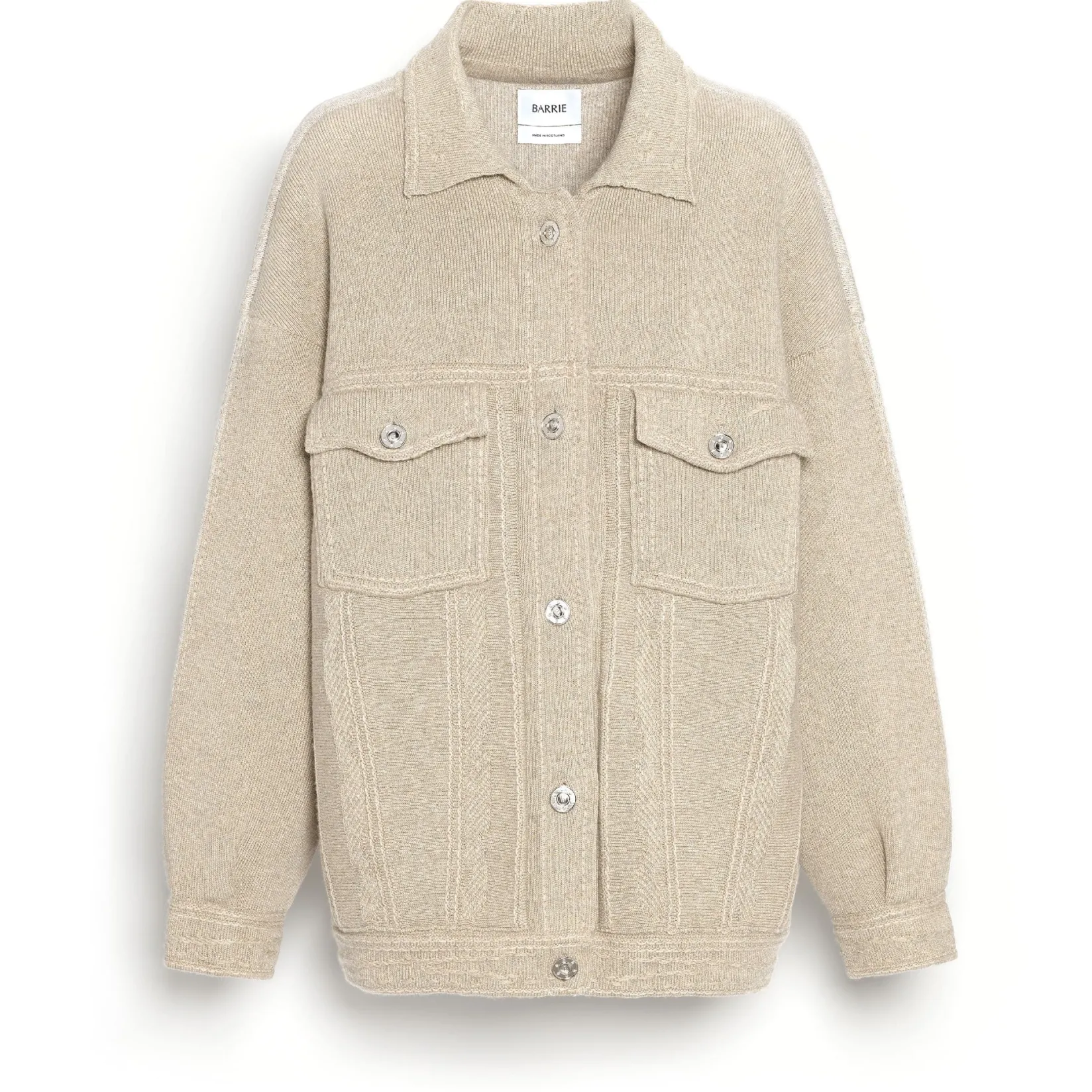 Women Barrie Denim patchwork oversized cashmere and cotton jacket